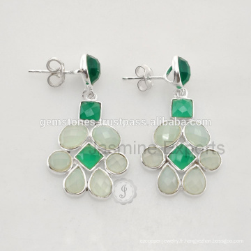 Belle pendentif en pierres précieuses Green Onyx et Queen Engagement Earrings for Wholesale